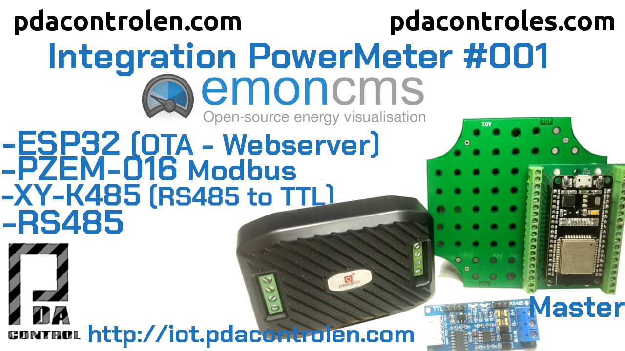 ESP32 + Medidor Modbus  PZEM-016 RS485 y Plataforma Emoncms #001