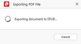 PDF Extra: PDF to ePub  export in progress