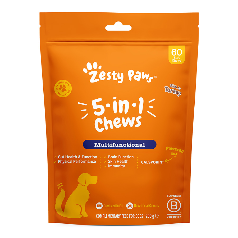 Zesty Paws 5 in 1 Dog Chews Turkey Flavour 60 Pack