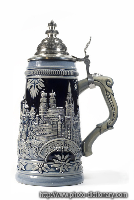 German beer stein - photo/picture definition - German beer stein word and phrase image