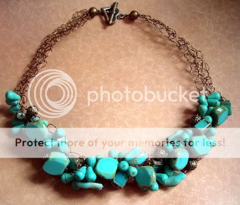 Green Turquoise Wire Crochet Necklace