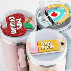 two plastic containers filled with various items on top of each other and the words mr & mrs pick up
