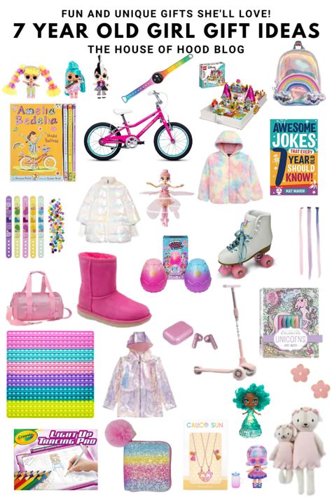 My seven year old and I rounded up the best gift ideas for seven year old girls on our blog! Check out this post if you're looking for the perfect gift idea for the girls in your life for the holidays, birthdays, or any occasion! Gifts For 6 Year Girl, Gifts For Girls 5-7, Gifts For Girls 8-10, Christmas Gifts Girls Kids, Kids Christmas Gift Guide, Daisy Nursery, Birthday Wishes For Kids, Girls Gift Guide, Little Sister Gifts