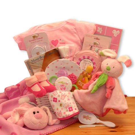 Before or after their precious new baby girl hops her way into their hea... New Baby Gift Basket, Baby Lullabies, Baby Picture Frames, Girl Gift Baskets, Baby Blankie, Hunny Bunny, Baby Shower Gift Basket, Baby Washcloth