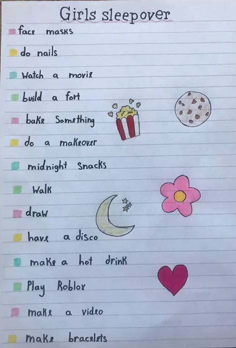 Kawaii, What To Make At A Sleepover, What Can We Do At A Sleepover, Stuff To Do With Your Bestie At A Sleepover, Ideas To Do On A Sleepover, Things To Pack At A Sleepover, What Do Bring To A Sleepover, Fun Things To Do With Your Friends At A Sleepover, Ideas For A Sleepover Party