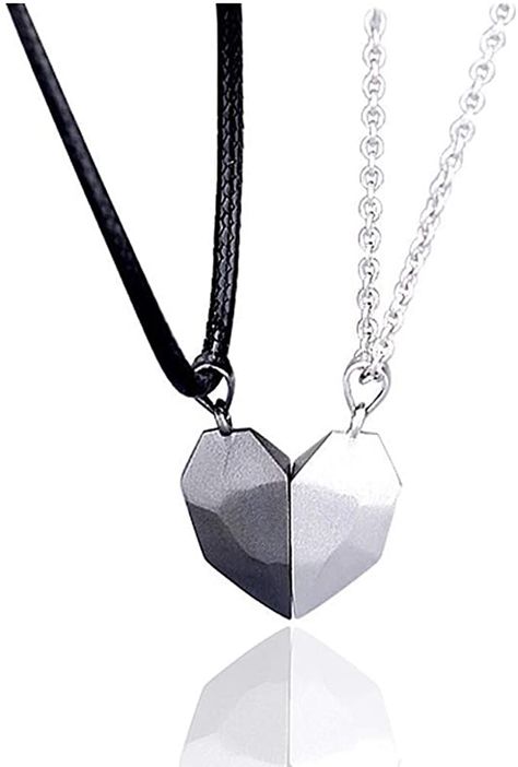 Amazon.com: LEGENSTAR Two Souls One Heart Pendant Necklaces for Couple,Wishing Stone Creative Magnet Couples Necklace (Black+White) : Clothing, Shoes & Jewelry Relationship Necklaces, Matching Necklaces For Couples, Couples Necklace, Couple Heart, Heart Type, Wishing Stones, Creative Necklace, Magnetic Necklace, Two Souls