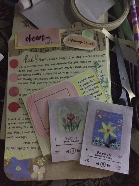 Aesthetic Letter, Drawn Music Player, Floral Letter Diy Written Letters, Beautiful Handwritten Letters, Written Letters Ideas, Letter Ideas For Friends Diy Crafts, Letter Making Ideas, Tagalog Love Letter, Letters To Friends Ideas, Best Friend Letter Ideas, Handwritten Letters Aesthetic Ideas