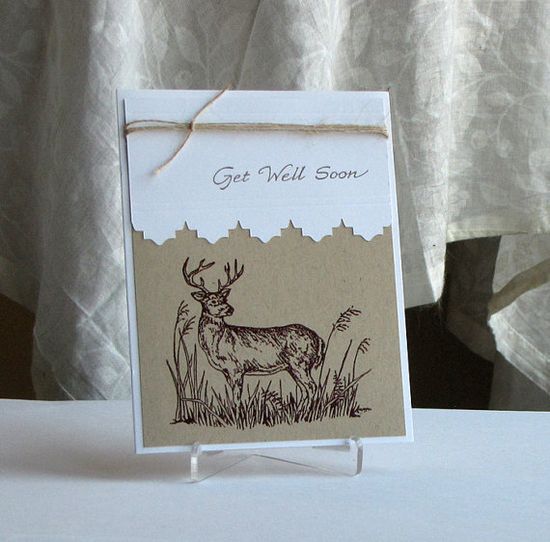 Deer Get Well Soon Card   Handmade Greeting Card by catSCRAPPIN, $4.50