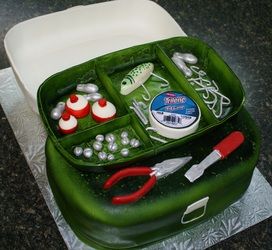 GROOM'S CAKE:  fishing tackle box groom's cake