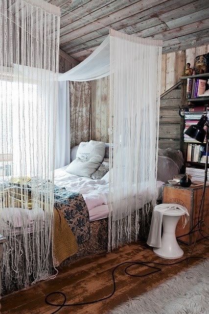 love the curtains over the bed! | Dorm Ideas | Pinterest