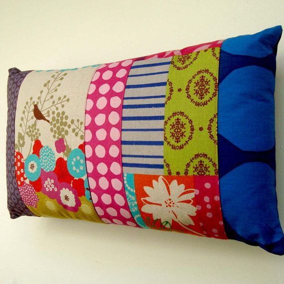 Modern Patchwork Pillow / Cushion Cover  Bright by madebylisajane