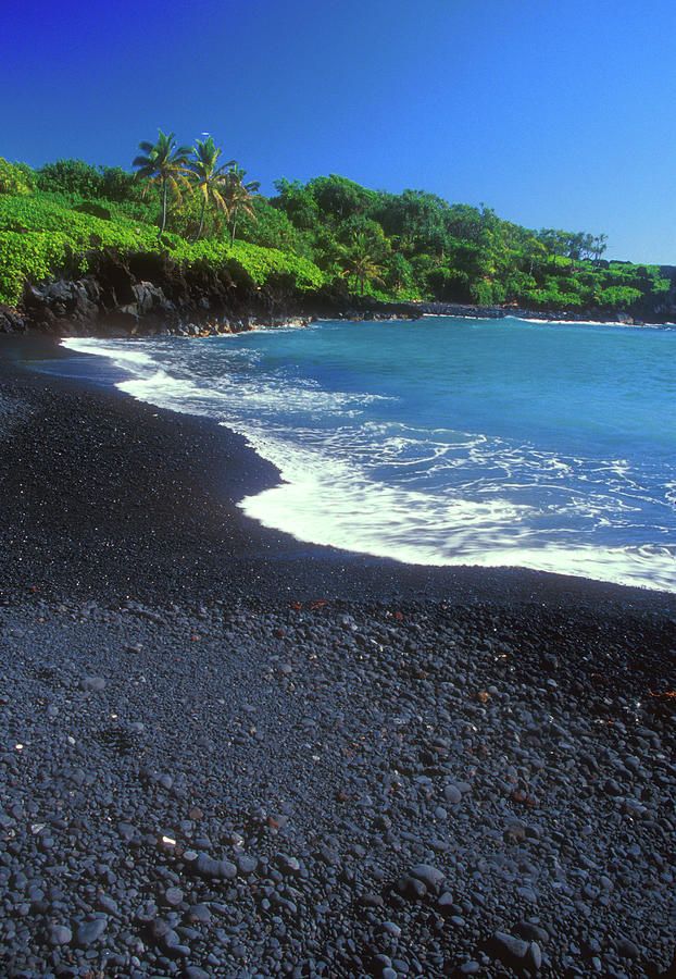 Black Sand Beach Hana Maui Hawaii. Maui. Wai‘anapanapa State Park, Maui, Hawaii.  Love this place!  Heck of a drive to get there but a beautiful one :) and worth it...