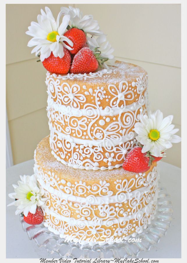 This elegant, "semi dressed" cake is a twist on the popular rustic naked cake!  From MyCakeSchool.com's member video tutorial library.