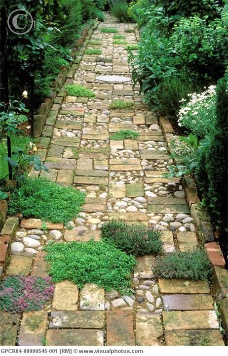 beach rock and brick path