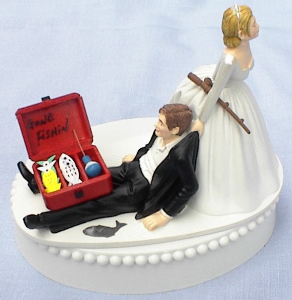 Found your cake topper!! Wedding Cake Topper Gone Fishin' Fishing Groom Fish by WedSet, $59.99