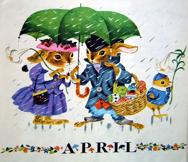 Vintage Calendar, April, illustrated by Richard Scarry