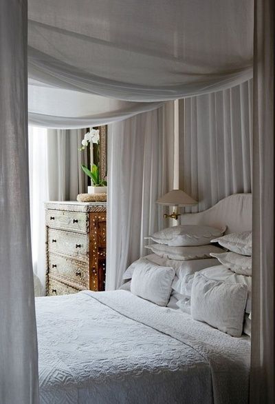 Curtains over bed. Bedroom ideas