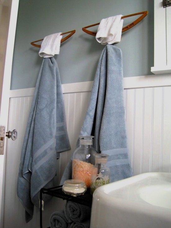 Turn Old Hangers into Towel Hooks {repurpose}