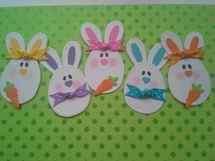 Egg bunnies 2   dry embossed easter scrapbooking embellishments from chucklesandcharms