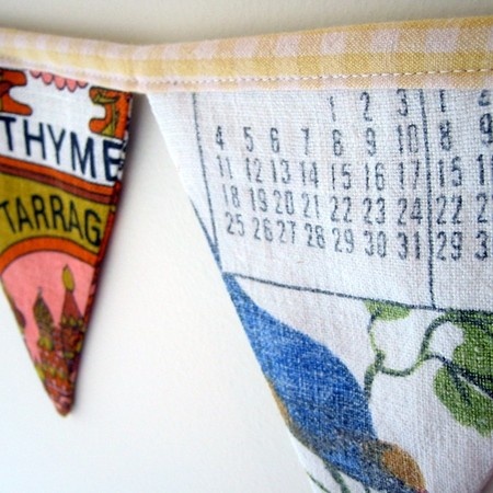 repurposed vintage tea towels for bunting