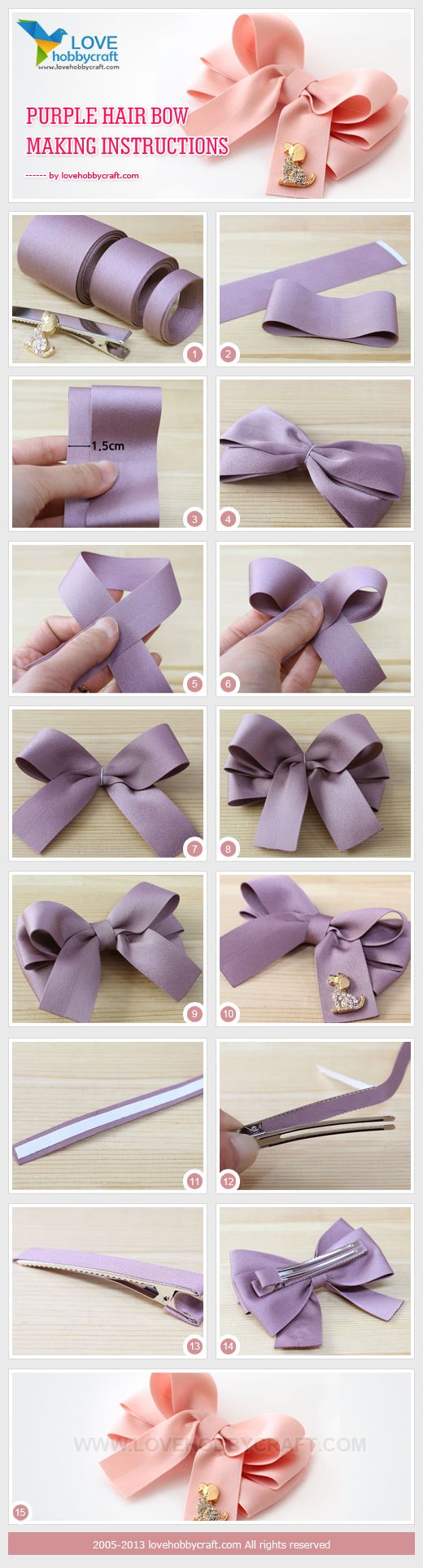 Purple hair bow making instructions