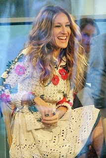 Sarah Jessica Parker wearing beautiful crochet dress