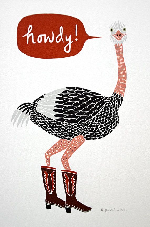 Ostrich in Cowboy Boots - Giclee Print