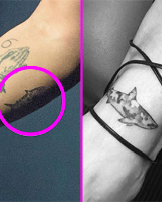 Drake Gets Matching Camo Shark Tattoo With Rihanna