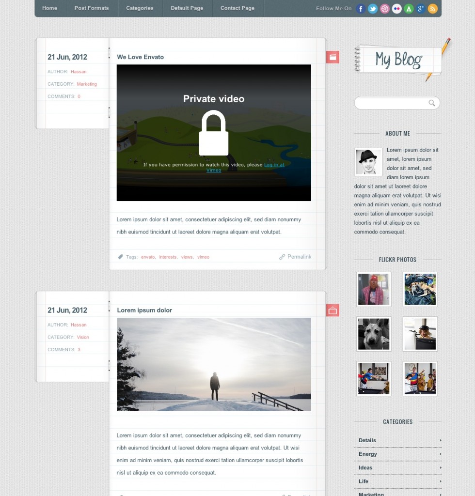 My Blog wodpress templates