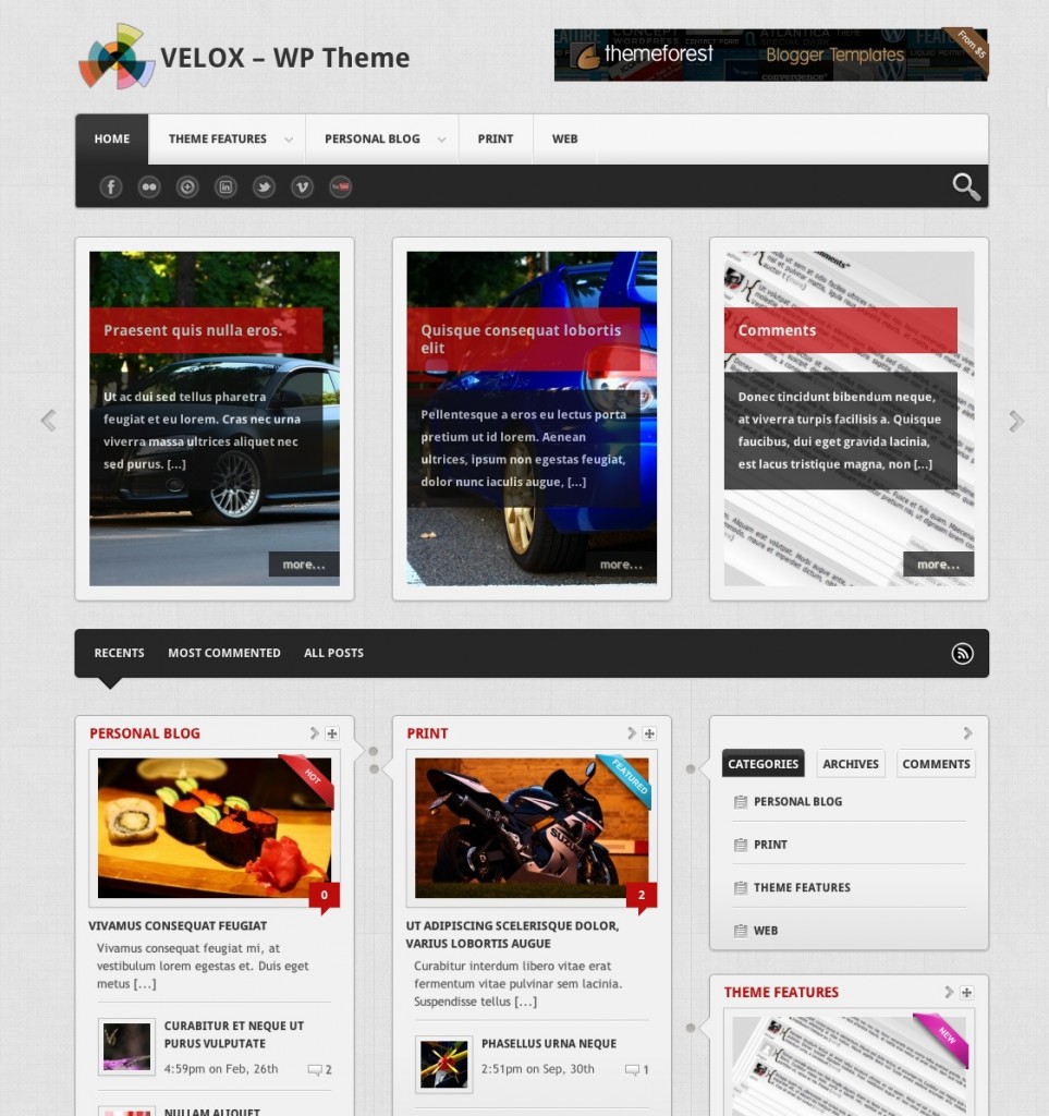 velox blog wordpress theme