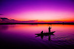 Fishing in sunrise