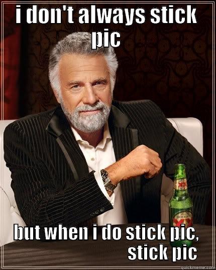 stick pic - I DON'T ALWAYS STICK PIC BUT WHEN I DO STICK PIC,                                 STICK PIC The Most Interesting Man In The World