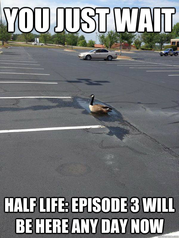 You just wait half life: episode 3 will be here any day now  