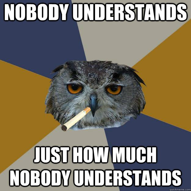 Nobody understands just how much nobody understands  Art Student Owl