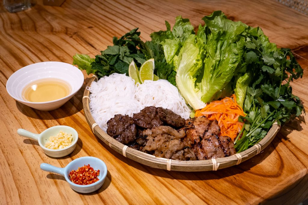 Family set of bun cha at Bun Cha Cha, a Vietnamese restaurant in Shanghai specializing in bun cha. Photo by Rachel Gouk. 