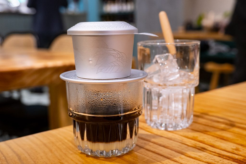 Vietnamese coffee at Bun Cha Cha, a Vietnamese restaurant in Shanghai specializing in bun cha. Photo by Rachel Gouk. 