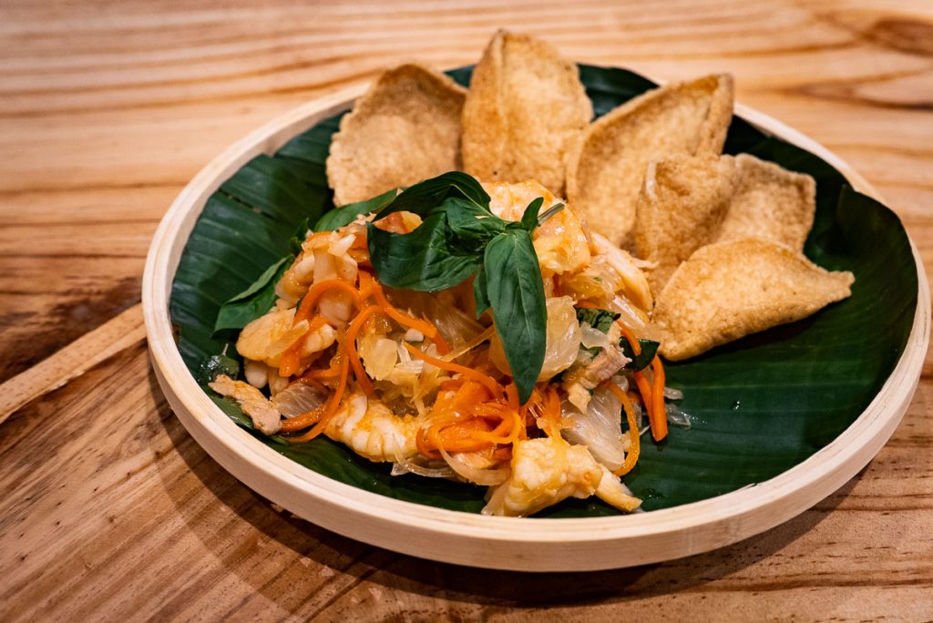 Pomelo salad at Bun Cha Cha, a Vietnamese restaurant in Shanghai specializing in bun cha. Photo by Rachel Gouk. 