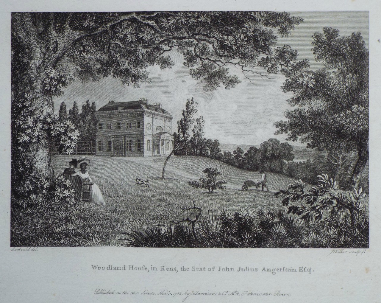 Print - Woodland House, in Kent, the Seat of John Julius Angerstein Esq. - 