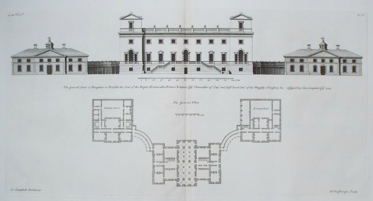 Print - The General View of Houghton in Norfolk - Hulsbergh