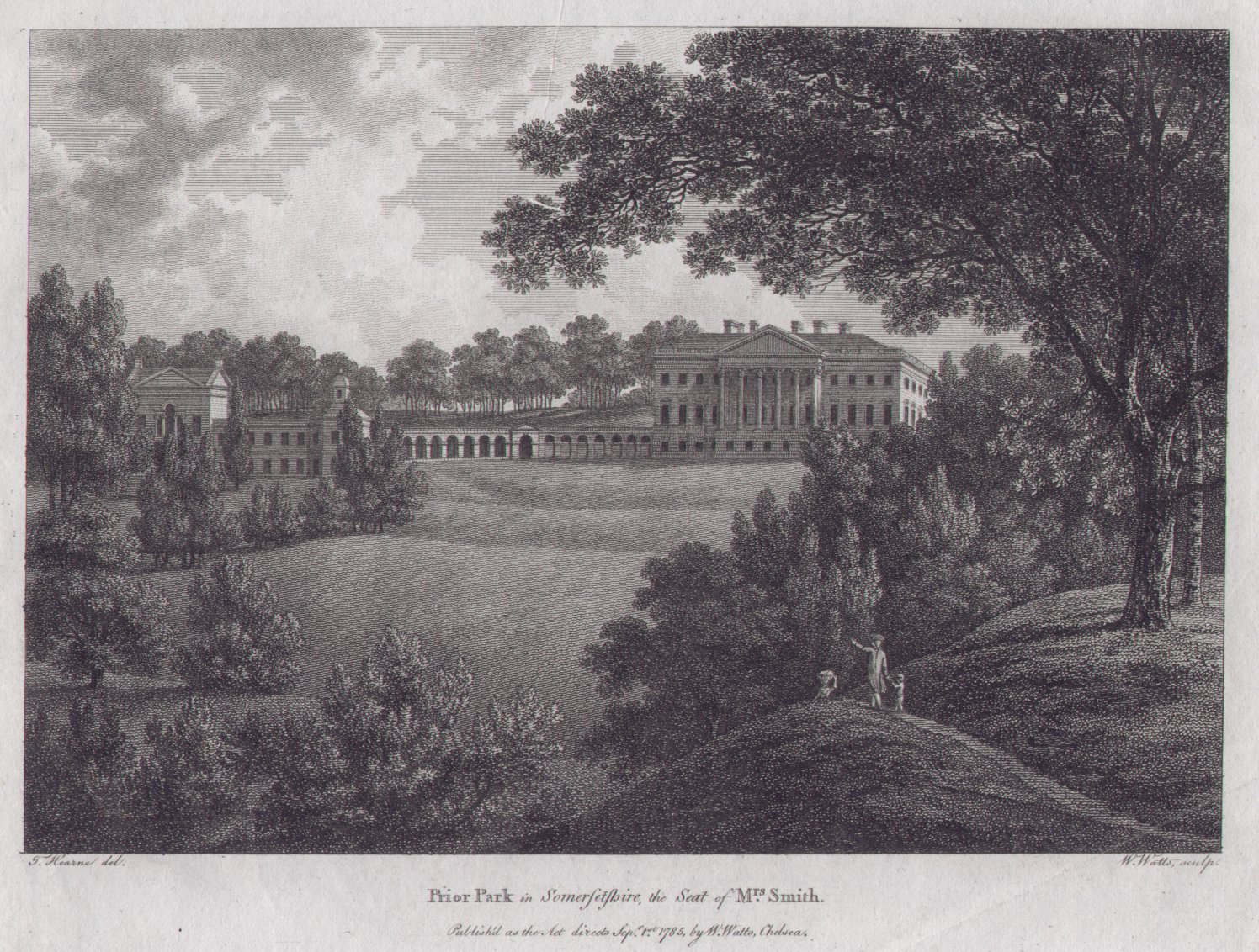 Print - Prior Park in Somersetshire, the Seat of Mrs. Smith. - Watts