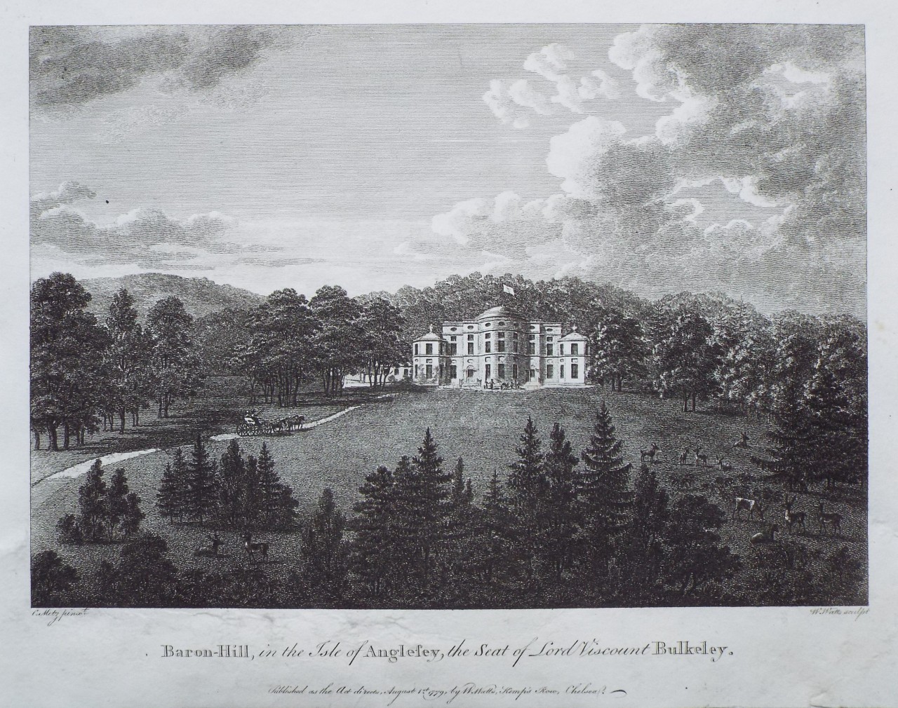 Print - Baron Hill, in the Isle of Anglesey, the Seat of Lord Viscount Bulkeley - Watts