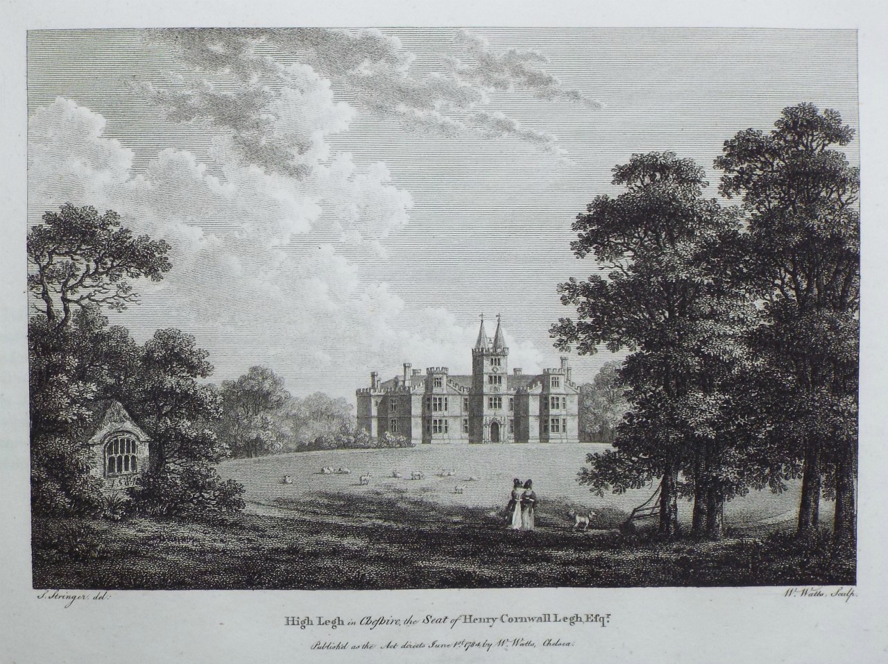 Print - High Legh in Cheshire, the Seat of Henry Cornwall Legh Esqr. - Watts