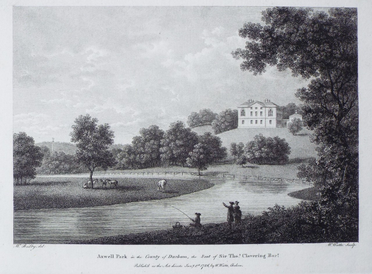 Print - Axwell Park in the County of Durham, the Seat of Sir Thos. Clavering Bart. - Watts