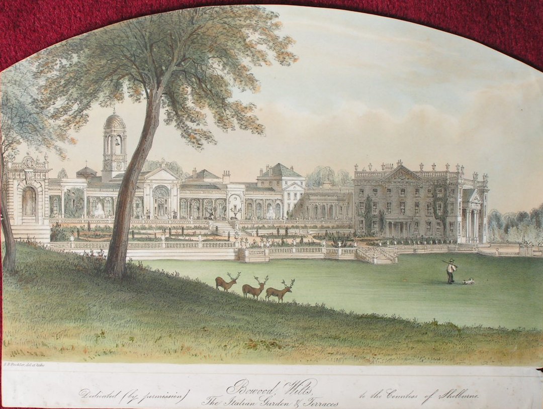 Lithograph - Bowood, Wilts, The Italian Garden & Terraces - Buckler