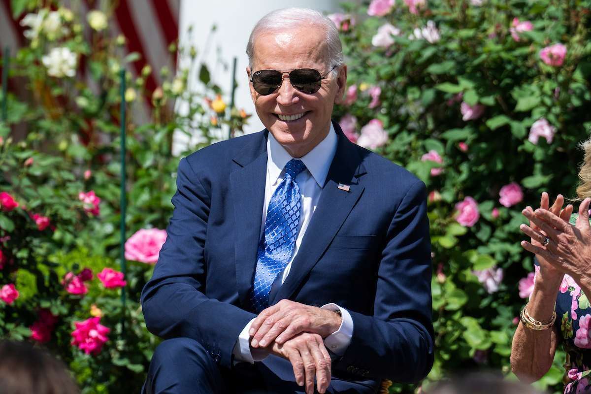 President Joe Biden in the White House Rose Garden on Tuesday.