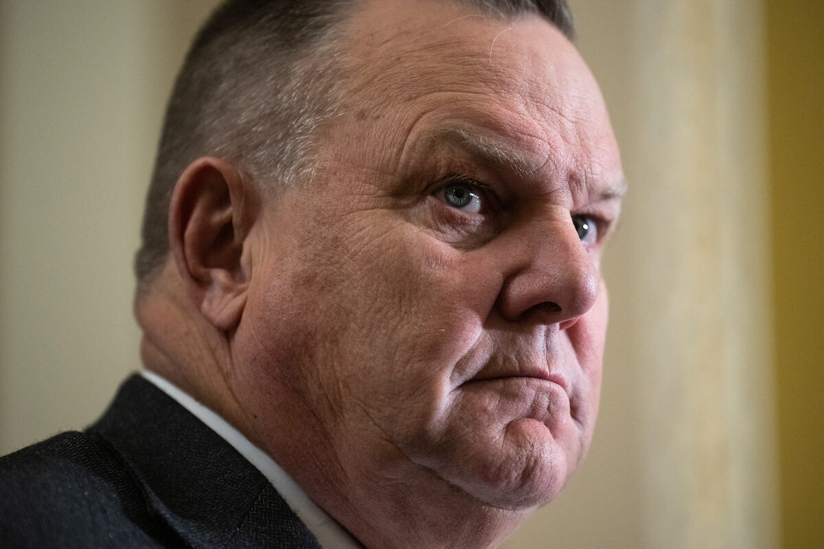 Sen. Jon Tester, D-Mont., is seen after the Senate luncheons in the Capitol on Nov. 29, 2022. (Tom Williams/CQ Roll Call)