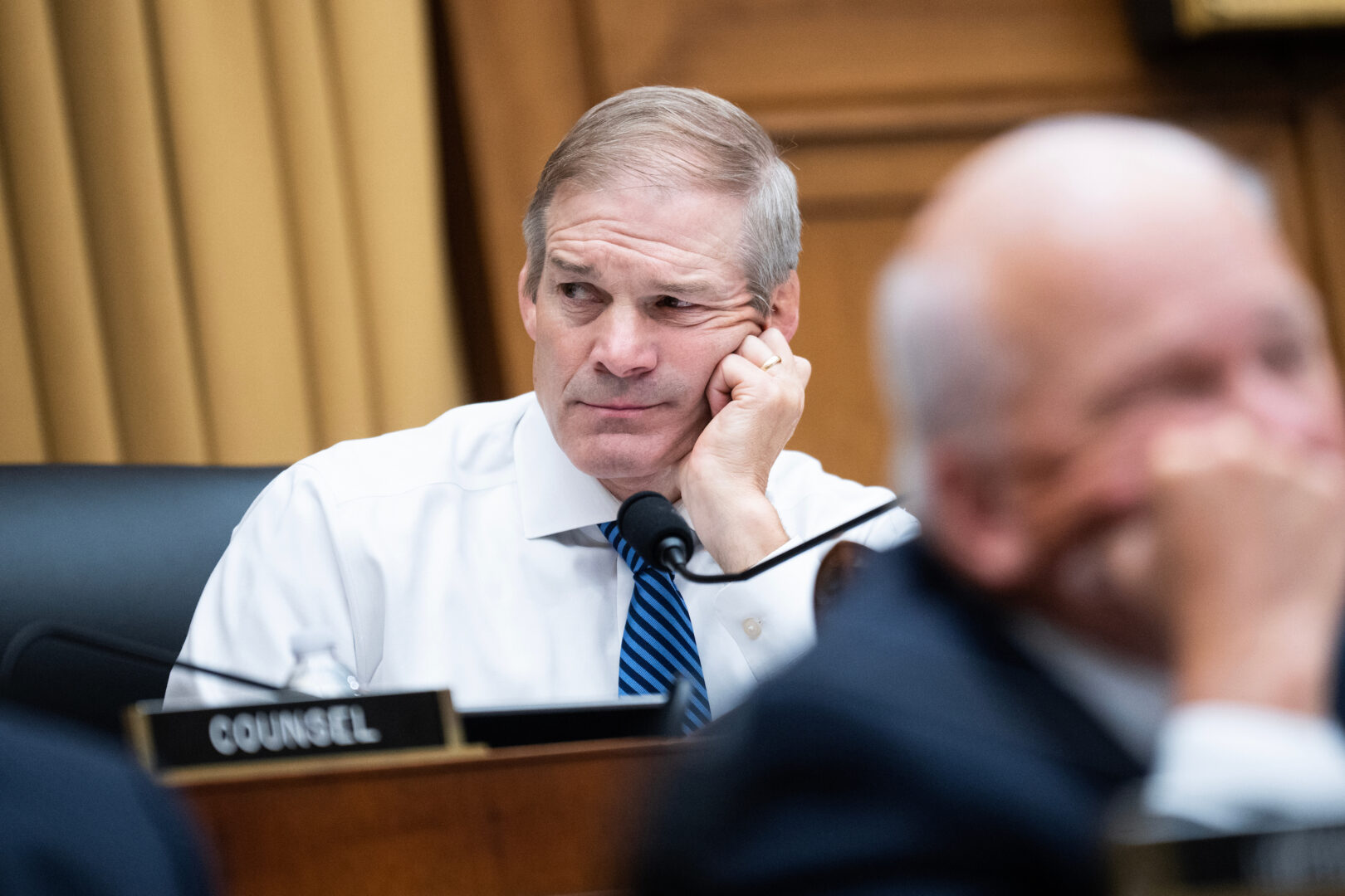 House Judiciary Chairman Jim Jordan, R-Ohio, listens during a panel hearing in July. 