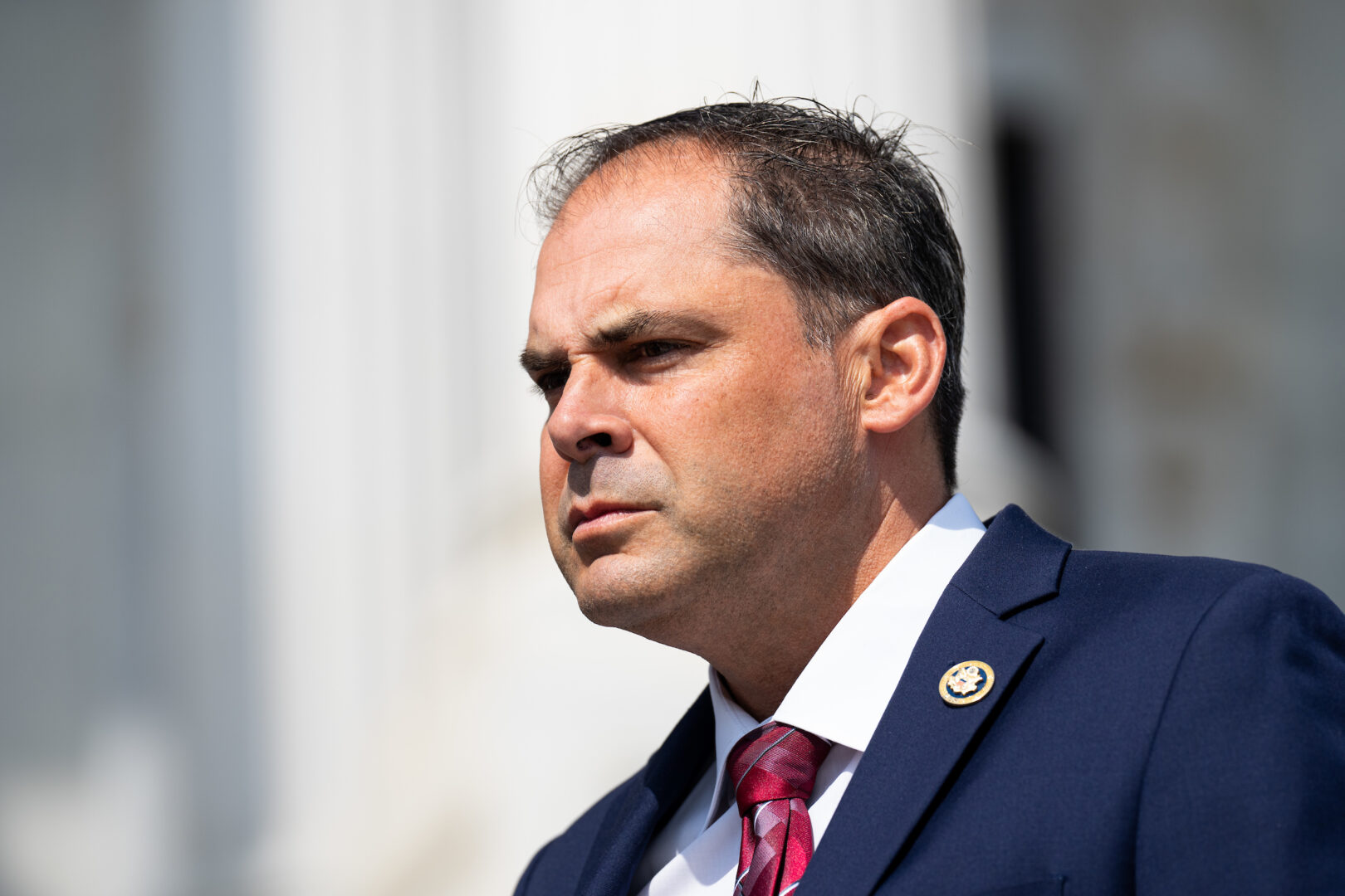 Rep. Mike Garcia, R-Calif., walks down the House steps after the final vote of the week on Thursday. 