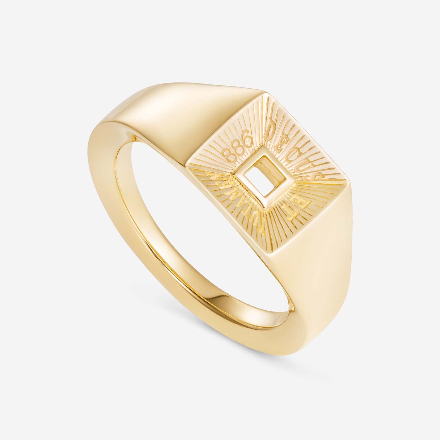 886 Royal Mint Rings Tutamen Square Signet Ring 18ct Yellow Gold