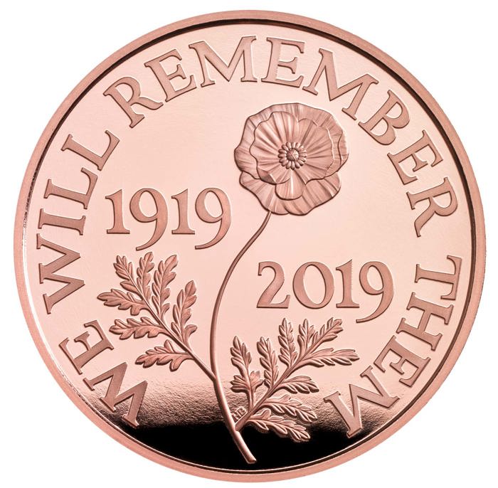 2019 Queen Elizabeth II Remembrance Day UK £5 Gold Proof Coin